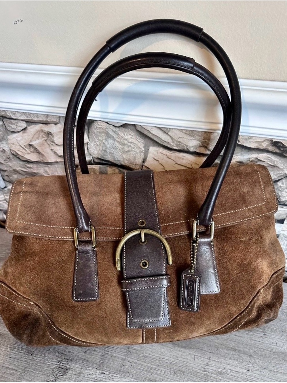 Y2K 2003 COACH SOHO FLAP BROWN SUEDE LEATHER PURSE